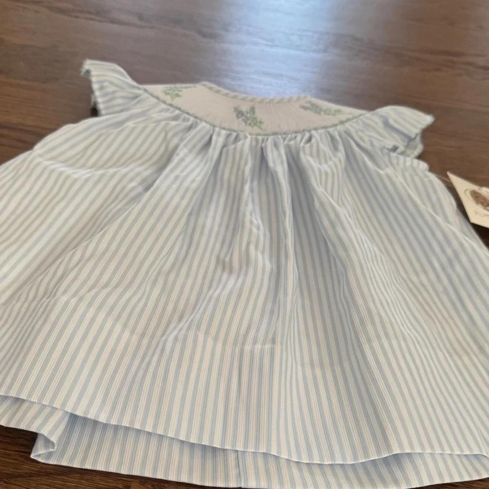 Ruth And Ralph Blue Stripe Floral Smocked Helen Dress - Picture 8 of 16